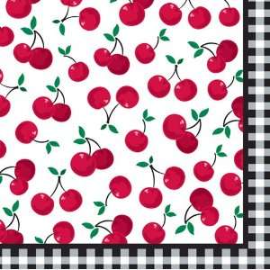    Cherry Gingham Paper Luncheon Napkins
