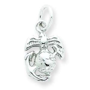    Sterling Silver Marine Corps Emblem Charm & 18 Chain Jewelry