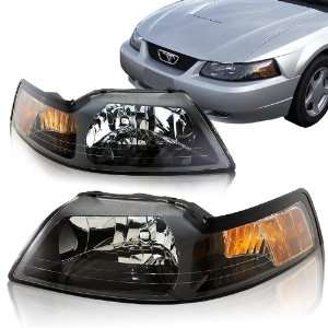 1999   2004 Ford Mustang 1pc Design Black Housing Headlights with 