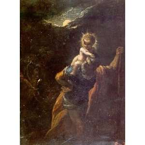   , painting name St Christopher, By Elsheimer Adam 