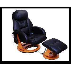  i3238 Synthetic Leather Tv / Office Massage Chair w/ Ottoman   Black