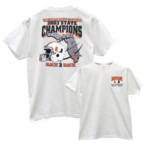  Miami Hurricanes White 2003 State Champions T shirt 
