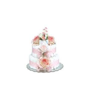    Pink Roses   Polka Dots   Small Baby Shower Diaper Cake Baby