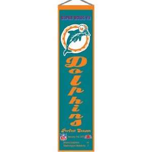  Miami Dolphins Super Bowl 7 Wool 8x32 Heritage Banner 