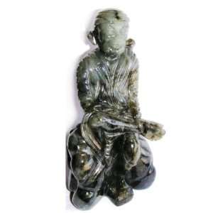 Labradorite Sai Baba 01 Indian Saint Statue Figure Holy Master Crystal 