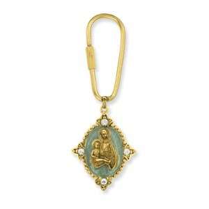 Gold tone Madonna and Child Key Ring Fob   JewelryWeb 