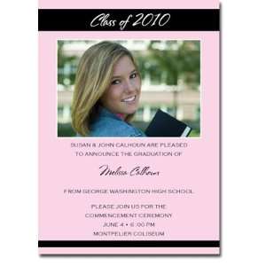     Graduation Invitations (Double Band   Pink & Black with Photo