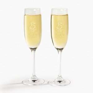 Personalized 25th Anniversary Flutes   Tableware & Champagne & Shot 