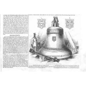 Topographical Monster Bell For York Minister Antique Print  