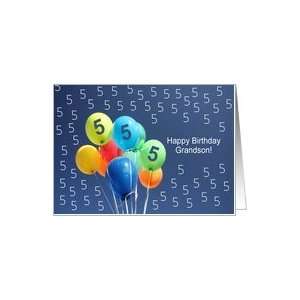  5th Birthday Card for Grandson colored balloons Card Toys 