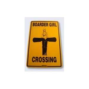 Seaweed Surf Co Boarder Girl Crossing Aluminum Sign 18x12 in 
