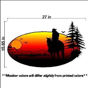   and Stick Western Cowboy Sunset Scene Decal Sticker Removable Wall Art