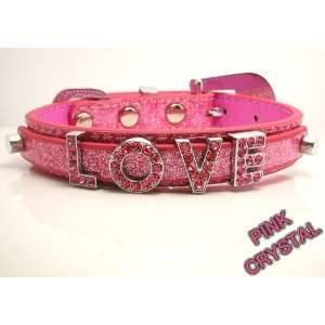 Large Baby Pink Glitter Leather with Swarovski Grade Crystal Pet 