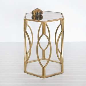  Worlds Away Morroco G hexagonal side table in gold leaf 