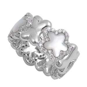   Star Shaped Mother of Pearl & Clear CZ Ring (Size 5   10)   Size 7
