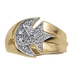    14K Yellow Gold Diamond Moon and Star Ring   0.03 Ct. Jewelry