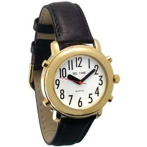  Unisex Tel Time Gold Colored Talking Watch with White Dial 