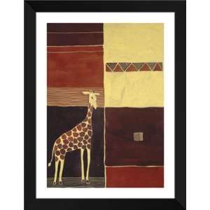 Gaudin FRAMED Art 28x36 Giraffe On African Motif 