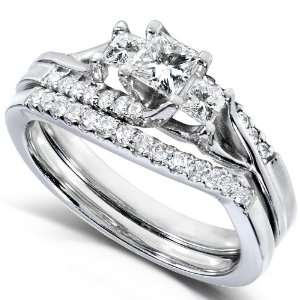  3/4 Carat TW Princess Diamond Wedding Ring Set in 14k 