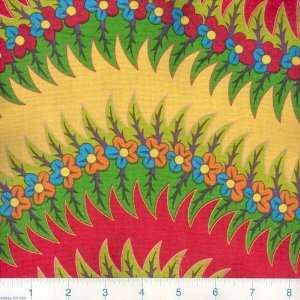  45 Wide Janes Floral Fantasy Wild Stripe Red Fabric By 