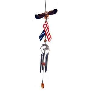   And Metal Eagle With American Flag Wind Chime Patio, Lawn & Garden