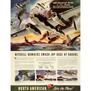  1943 Ad North American Aviation Mitchell Bombers Rabaul WWII 