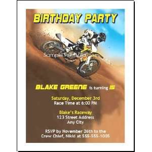   Dirtbike Race Blue Birthday Party Invitation