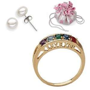   Birthstone I Love You Family Ring with 2 Free Gifts 