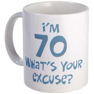 70th birthday excuse Funny Mug by   Kitchen 