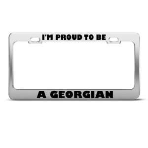 Proud To Be A Georgian Georgia License Plate Frame Stainless
