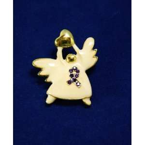  Purple Ribbon Ceramic Angel Pin (27 Pins) 