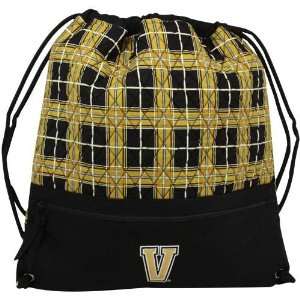  Vanderbilt Commodores Black Gold Plaid Quilted Cinch Bag 