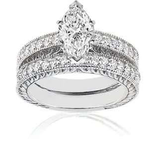  1.75 Ct Marquise Shape Diamond Wedding Rings Set EGL SI 