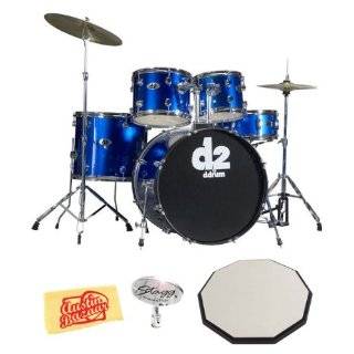 D2 Five Piece Drum Kit Bundle with Stagg 12 Inch Drum Pad, Stagg Drum 