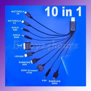 10 in 1 MultiFunction Cell Phone Game USB Charger Cable  
