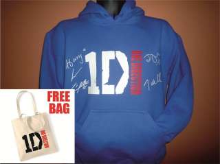 ONE DIRECTION OFFICIAL LOGO SIGNED HOODIE LTD EDITION   BLUE  
