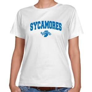 Indiana State Sycamores Ladies White Logo Arch Classic Fit T shirt