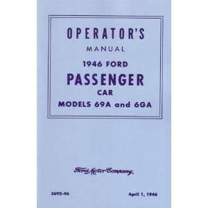  1946 FORD V 8 V8 Car Owners Manual User Guide Automotive