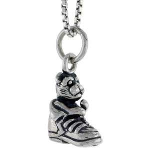 925 Sterling Silver Shoe w/ Bear Pendant (w/ 18 Silver Chain), 1/2 