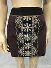 New NWT Floreat by Anthropologie Wine Purple Embroidered Cotton Skirt 