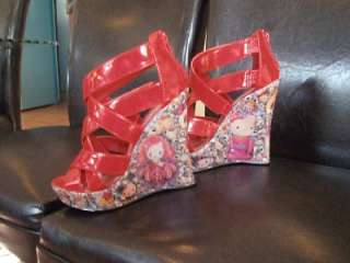 TatsMySkull Custom Shoes   Hello Kitty, Red, Wedge Heel, Sz 6.5   One 