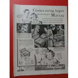 com 1938 Maytag Clothes Washer, print advertisment (man/woman/washer 