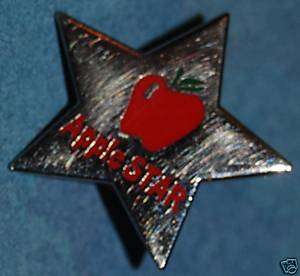 Red Apple Teacher Award Star Silver Lapel Hat Pin Cute  