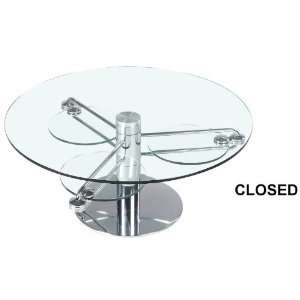   CT Round Clear Glass Top w / 3 Round Retractable Accent Glass Home