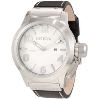 Invicta Mens 1134 Corduba White Dial Black Leather Watch   designer 