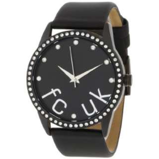 FCUK Womens FC1053BB Stainless Steel Ion Plating Black Satin Strap 