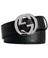    black guccissima leather silvertone logo belt customer 
