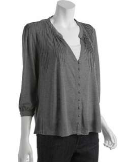 style #318615302 dark heather grey jersey Twyla button front t shirt