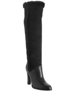 Christian Dior black suede shearling knee high boots   up to 