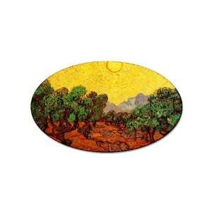 Olive Trees with Yellow Sky and Sun By Vincent Van Gogh Oval Sticker